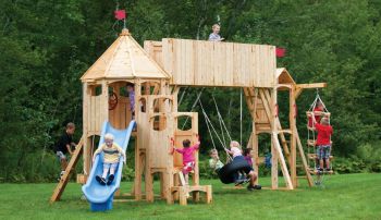 Bộ cầu trượt xích đu liên hoàn gỗ 07